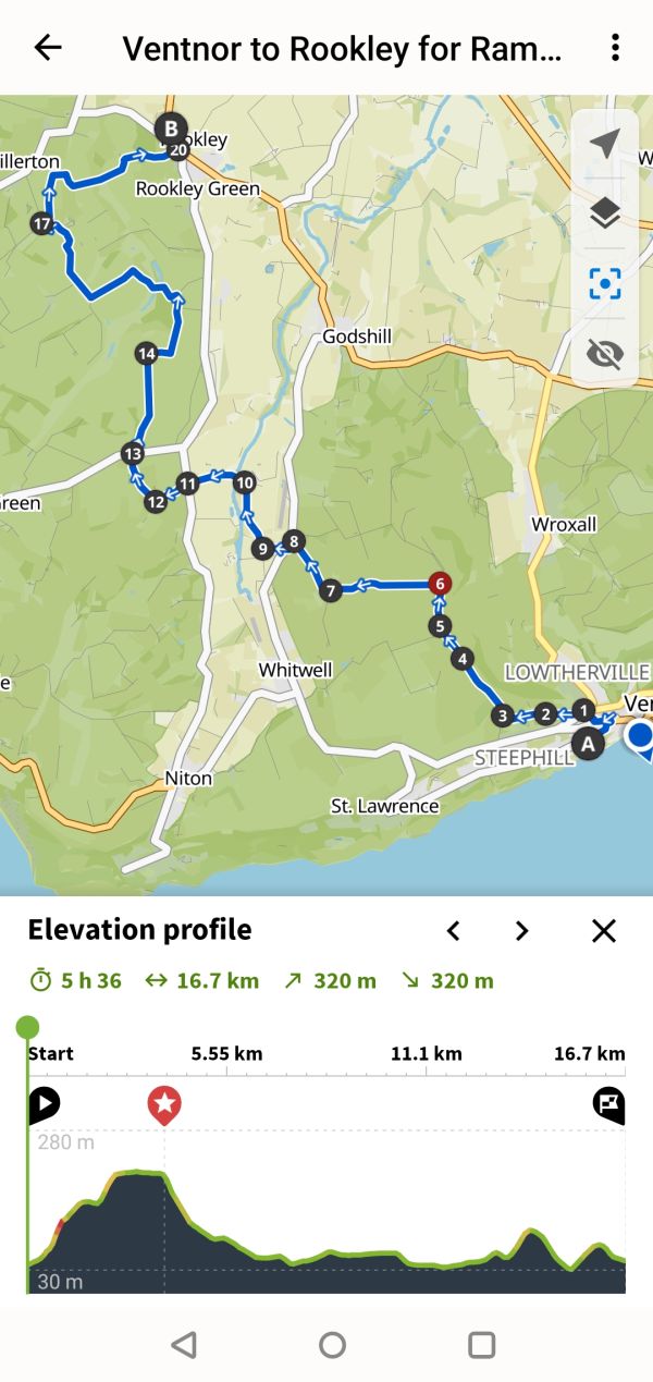 Map of route and profile